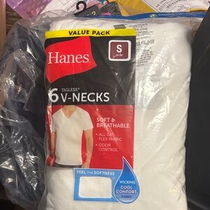 Hanes White V-Neck T-Shirts - 6 Pack Value Pack